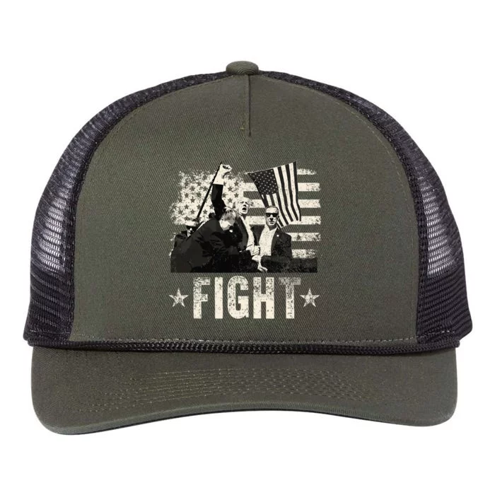 Donald Trump 2024 Fight Fight Fight Donald Trump Fist Pump Retro Rope Trucker Hat Cap