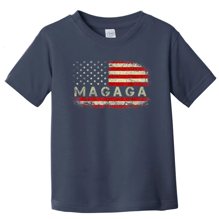 Donald Trump 2024 MAGAGA Take America Back American US Flag Toddler T-Shirt