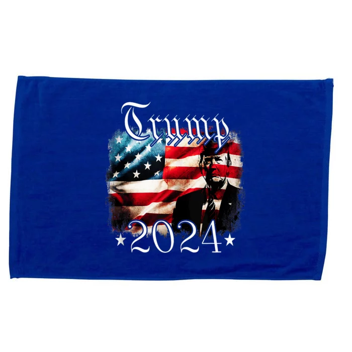 Donald Trump 2024 Vintage American Flag Patriotic July 4th Microfiber Hand Towel