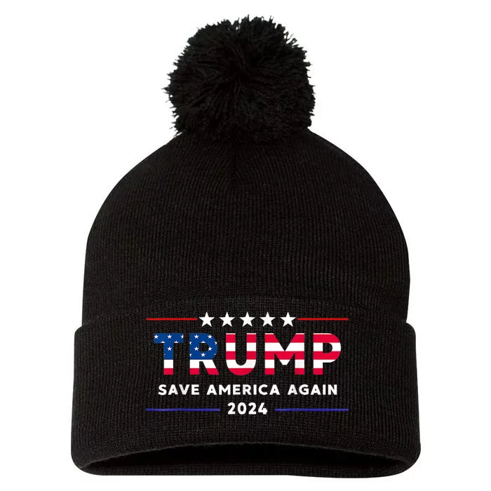 Donald Trump 2024 Take America Back Election The Return Pom Pom 12in Knit Beanie