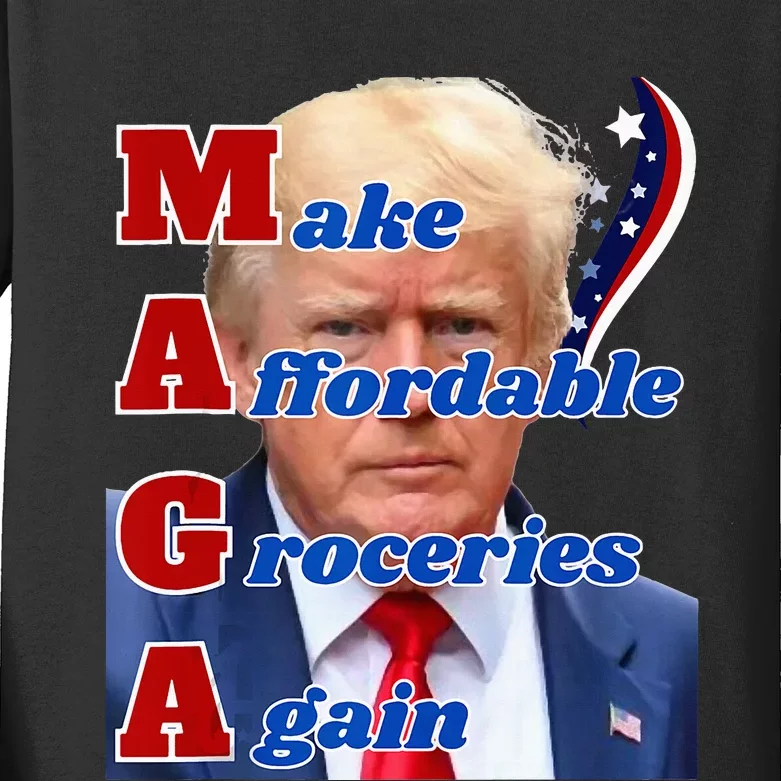 Donald Trump 2024 Election Make Affordable Groceries Again Kids Long Sleeve Shirt