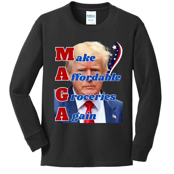 Donald Trump 2024 Election Make Affordable Groceries Again Kids Long Sleeve Shirt