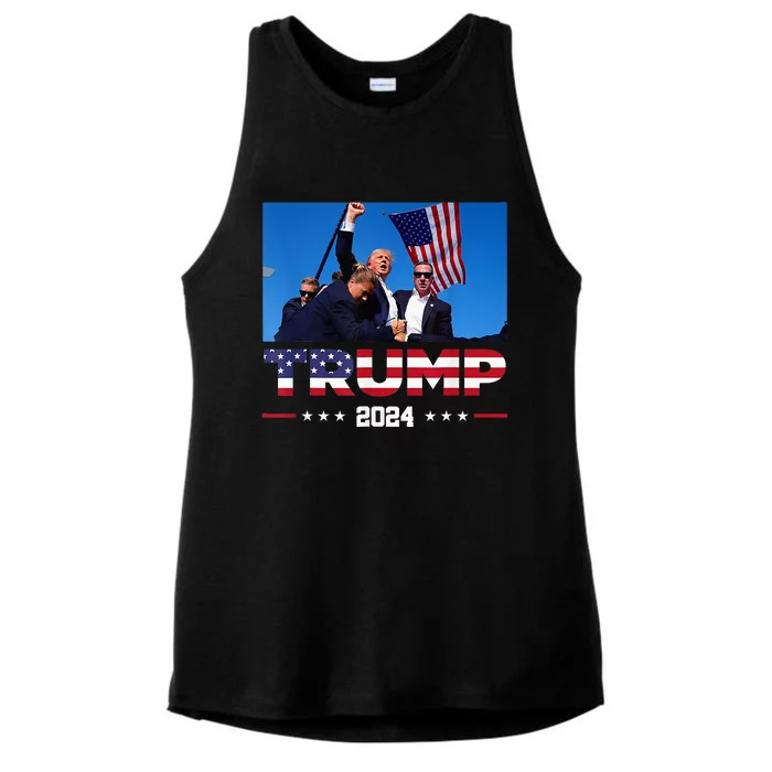 Donald Trump 2024 Survived Shot At Election Rally Ladies Tri-Blend Wicking Tank