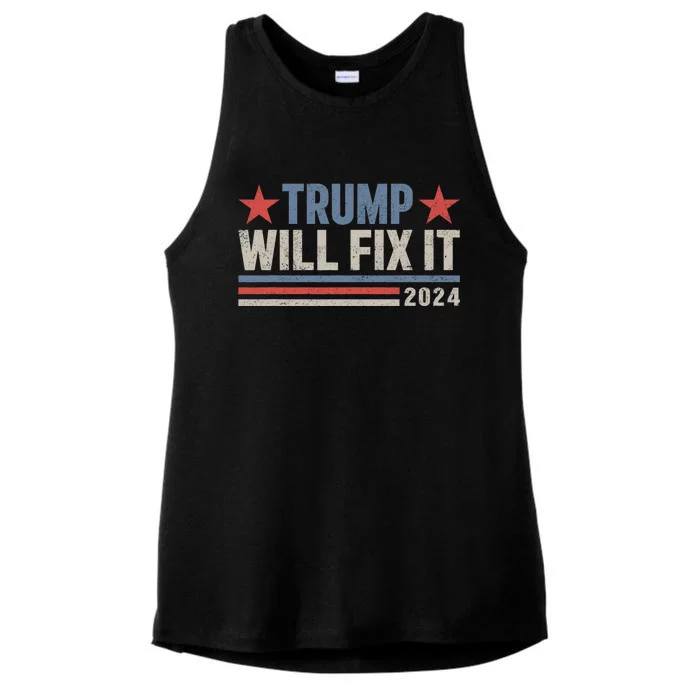 Donald Trump 2024 For President Election Trump Will Fix It Ladies Tri-Blend Wicking Tank