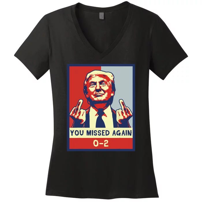 Donald Trump 2024 Missed Me Funny Conservative Women's V-Neck T-Shirt