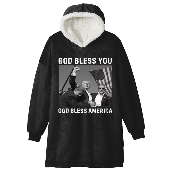 Donald Trump 2024 God Bless You God Bless America Hooded Wearable Blanket