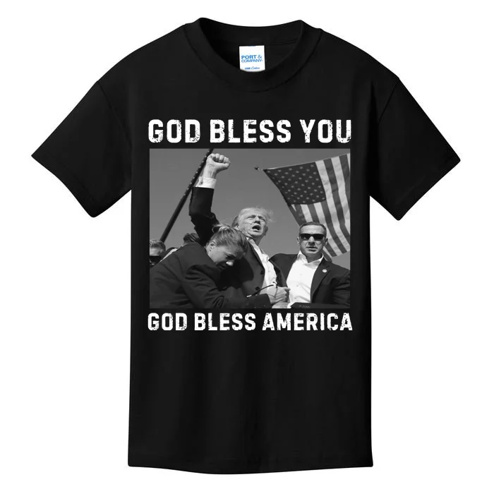 Donald Trump 2024 God Bless You God Bless America Kids T-Shirt