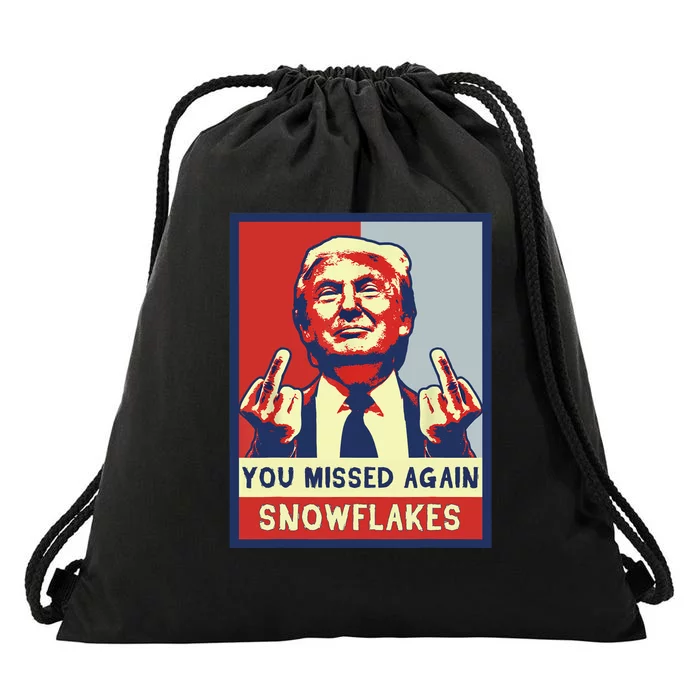 Donald Trump 2024 Missed Me Funny Conservative Drawstring Bag