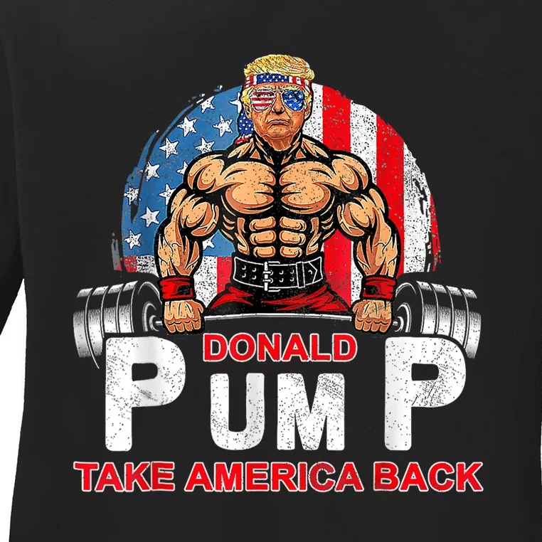 Donald Trump 2024 Take America Back Election 2024 Patriotic Ladies Long Sleeve Shirt