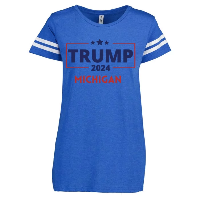 Donald Trump 2024 Michigan Take America Back Election Gift Enza Ladies Jersey Football T-Shirt