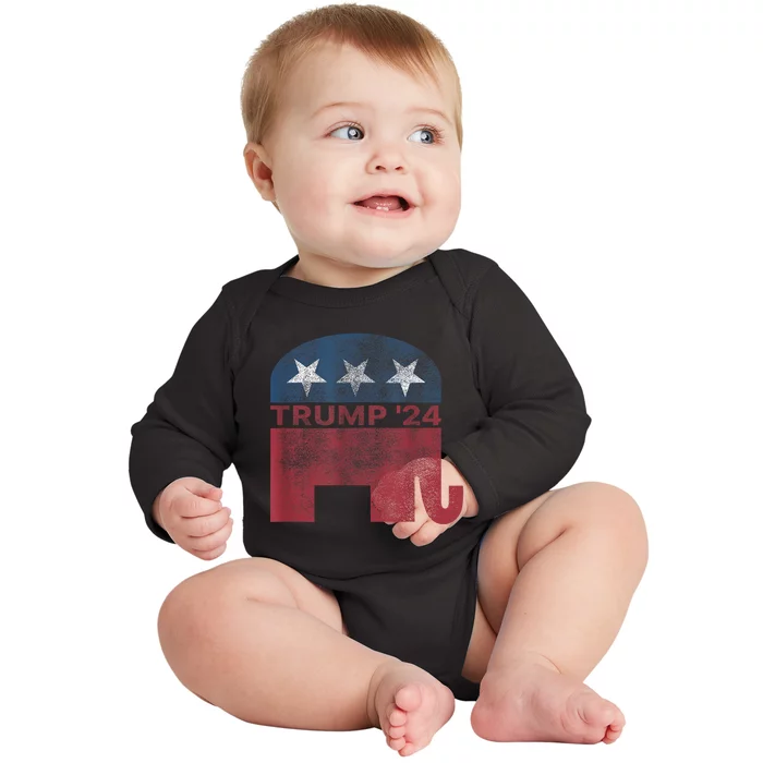 Donald Trump 2024 For President Pro Trump Vintage Republican Baby Long Sleeve Bodysuit