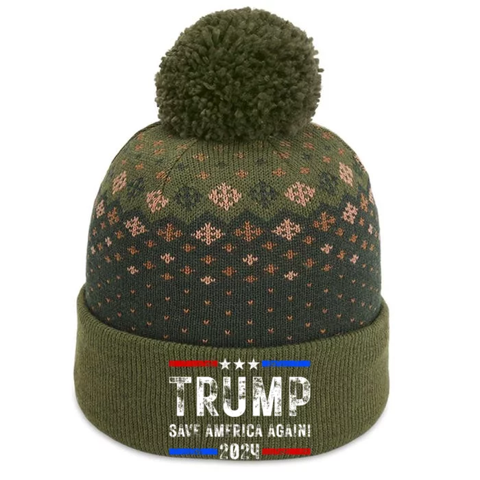 Donald Trump 2024 Save America Again Election Gift The Baniff Cuffed Pom Beanie