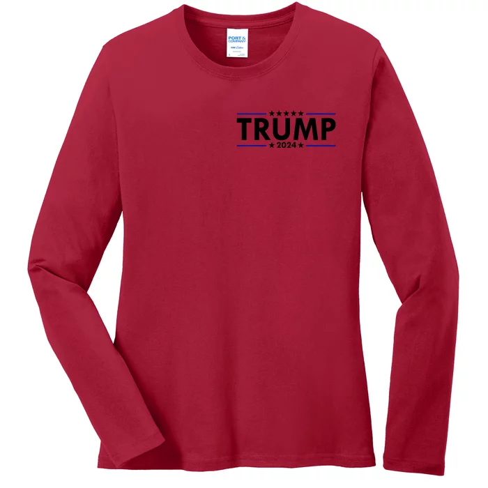 Donald Trump 2024 Raised The Bar Front And Back Front & Back Ladies Long Sleeve Shirt