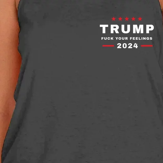 Donald Trump 2024 Fuck Your Feelings Women's Knotted Racerback Tank