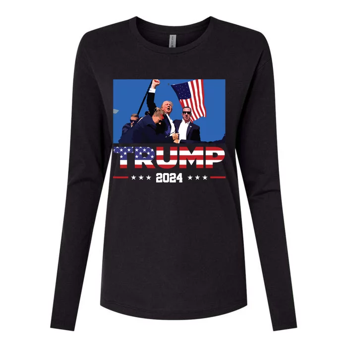 Donald Trump 2024 Survived Shot At Election Rally Womens Cotton Relaxed Long Sleeve T-Shirt