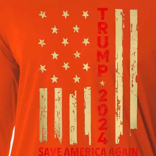 Donald Trump 2024 Save America Again Cooling Performance Long Sleeve Crew