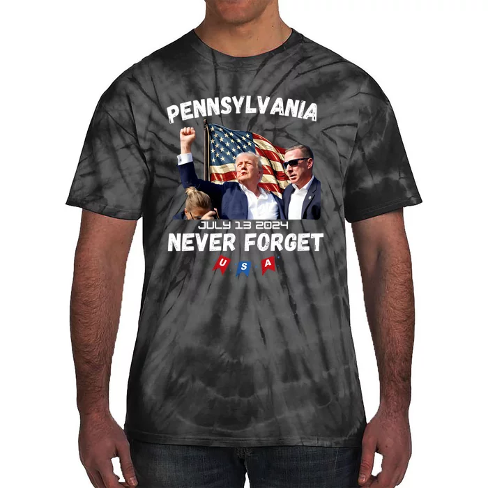 Donald Trump 2024 Election Gifts For Patriotics Butler Pennsylvania Never Forget Tie-Dye T-Shirt