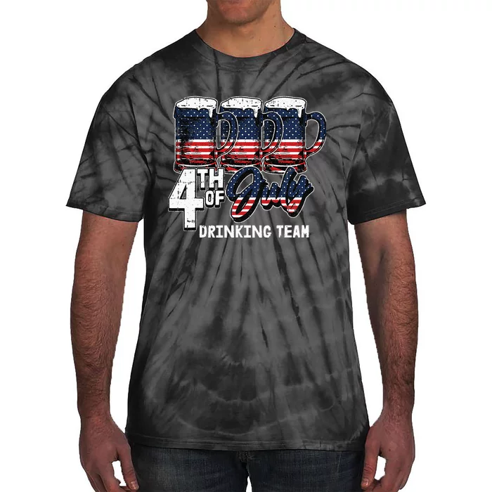 Drinking Team 4th Of July Beer Mug American Flag Patriotic Tie-Dye T-Shirt