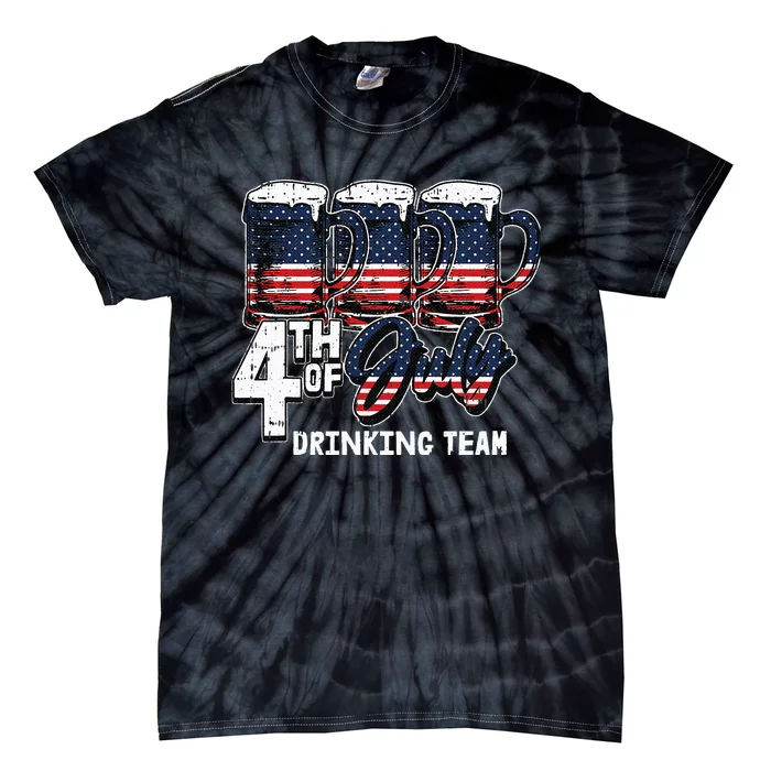 Drinking Team 4th Of July Beer Mug American Flag Patriotic Tie-Dye T-Shirt