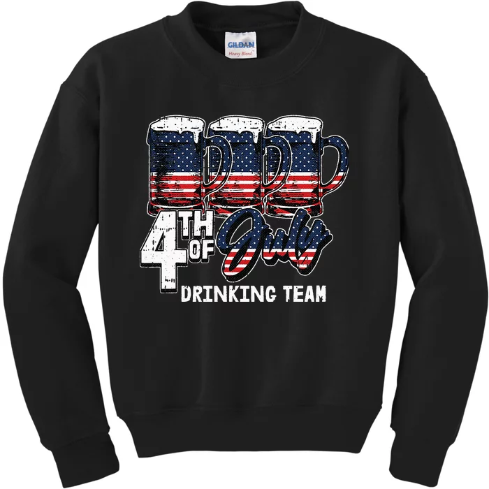 Drinking Team 4th Of July Beer Mug American Flag Patriotic Kids Sweatshirt