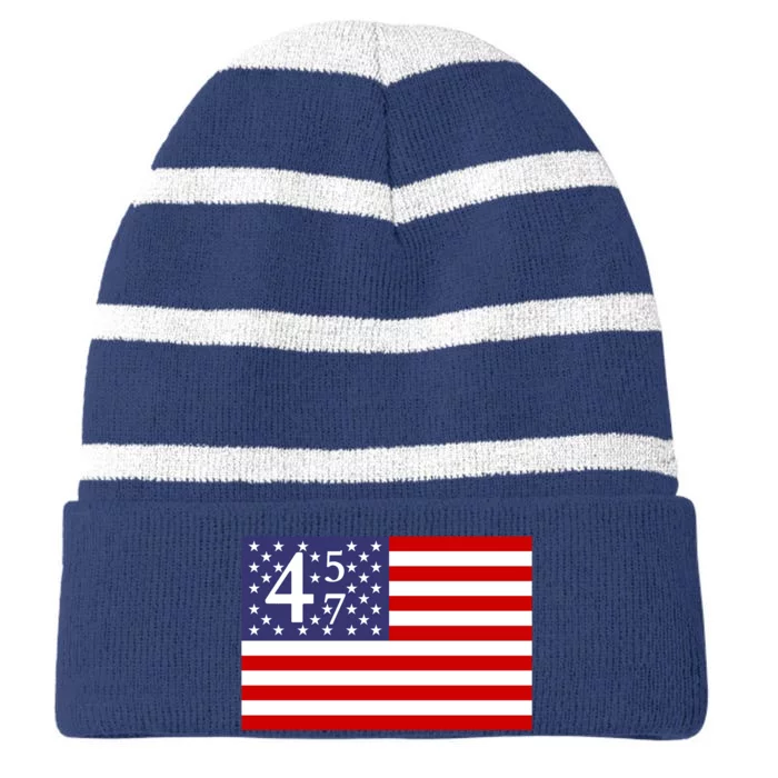 Donald Trump 45 47 Political Striped Beanie with Solid Band