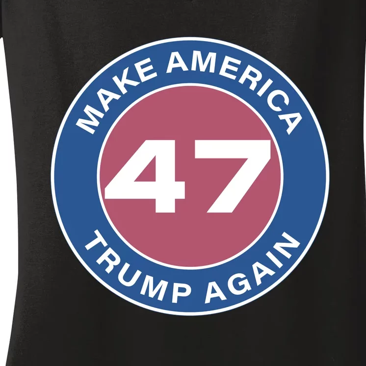 Distressed Trump 47 Republican Proud Conservative Women's V-Neck T-Shirt