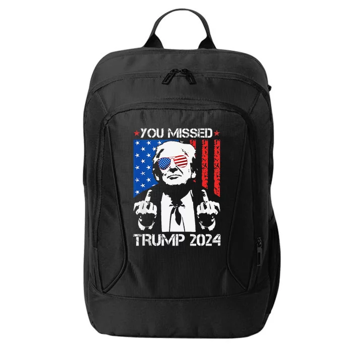 Donald Trump 45 47 Fist Pump Middle Finger You Missed 2024 City Backpack