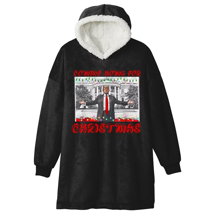 Donald Trump 47th President Of The United States Coming Home For Christmas Hooded Wearable Blanket