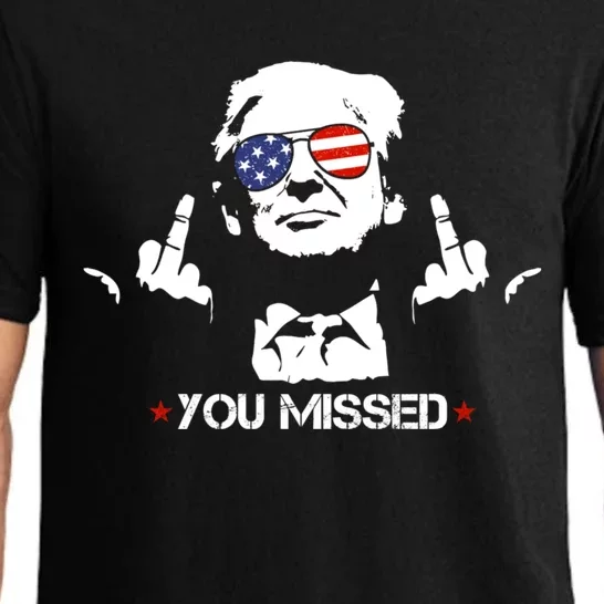 Donald Trump 45 47 Fist Pump Middle Finger You Missed 2024 Pajama Set