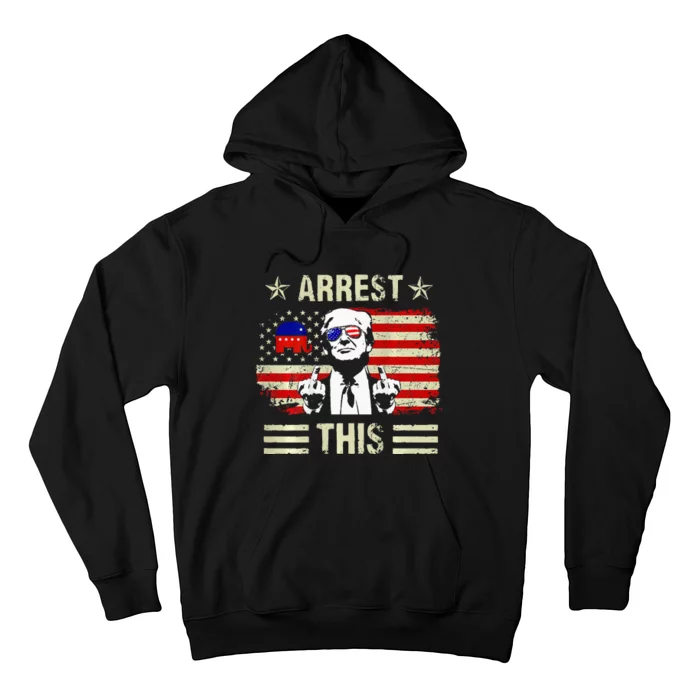 Donald Trump Arrest This Fingers 2024 America Usa Flag Hoodie