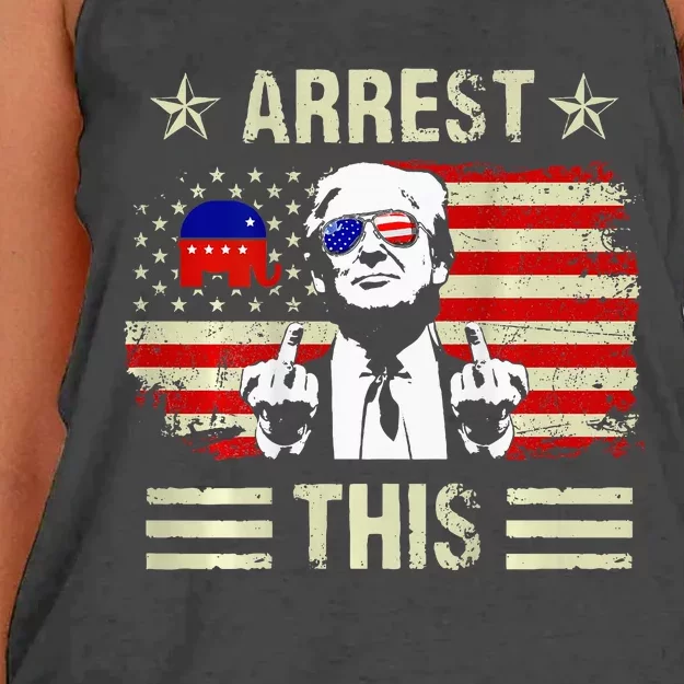 Donald Trump Arrest This Fingers 2024 America Usa Flag Women's Knotted Racerback Tank