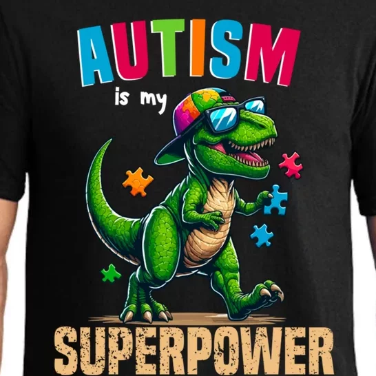 Dinosaur Trex Autism Is My Superpower Autism Awareness Gift Pajama Set