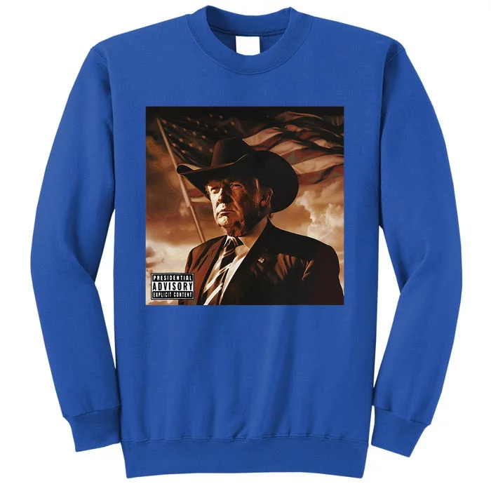 Donald Trump Album Cover Southern Trump Wearing Cow Hat Tall Sweatshirt