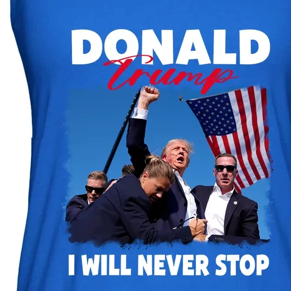 Donald Trump Assassination I Will Never Stop Ladies Essential Flowy Tank