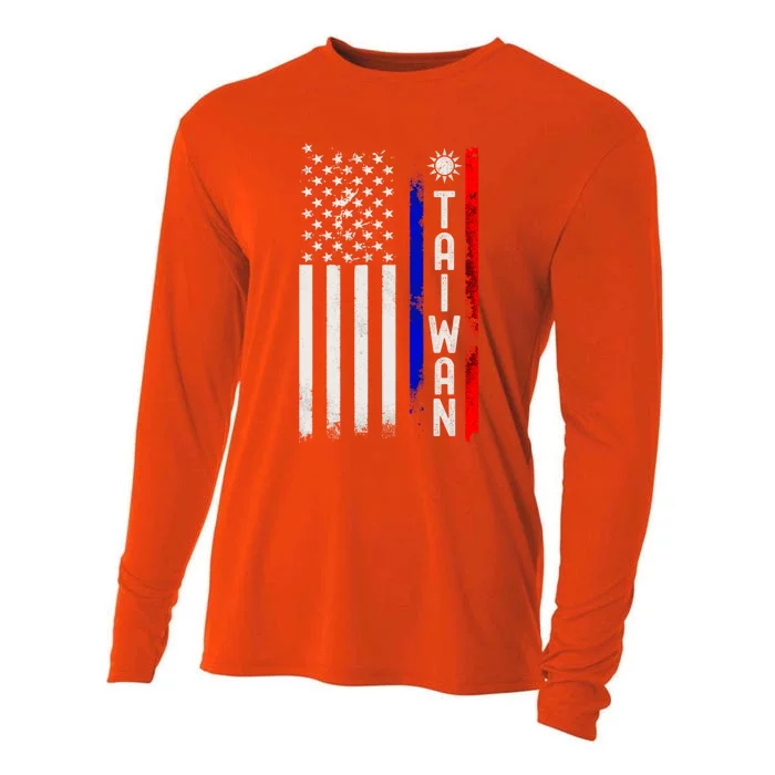 Distressed Taiwanese American Flag Its In My Dna Pride Gift Cooling Performance Long Sleeve Crew