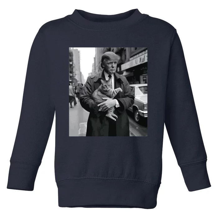 Donald Trump And Cat In Nyc Toddler Sweatshirt