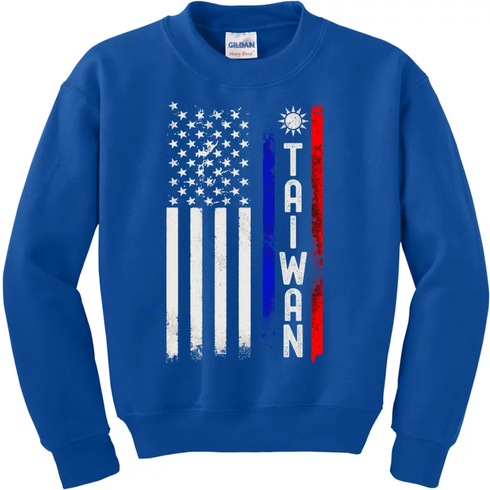 Distressed Taiwanese American Flag Cool Gift It's In My Dna Pride Gift Kids Sweatshirt