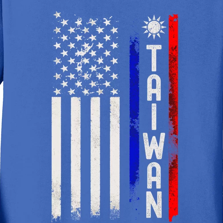 Distressed Taiwanese American Flag Cool Gift It's In My Dna Pride Gift Kids Long Sleeve Shirt