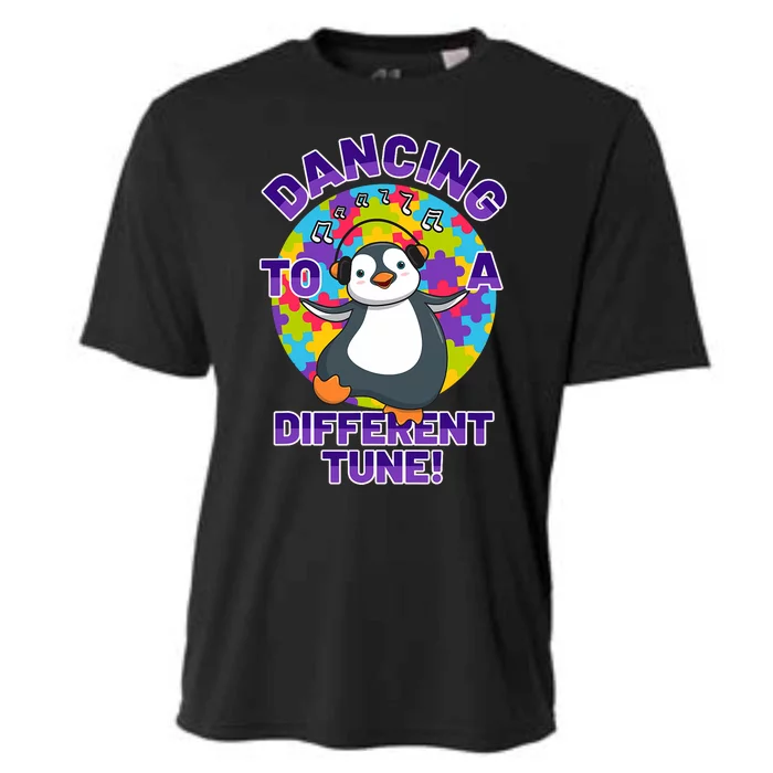 Dancing To A Different Tune Autism Awareness Penguin Cooling Performance Crew T-Shirt