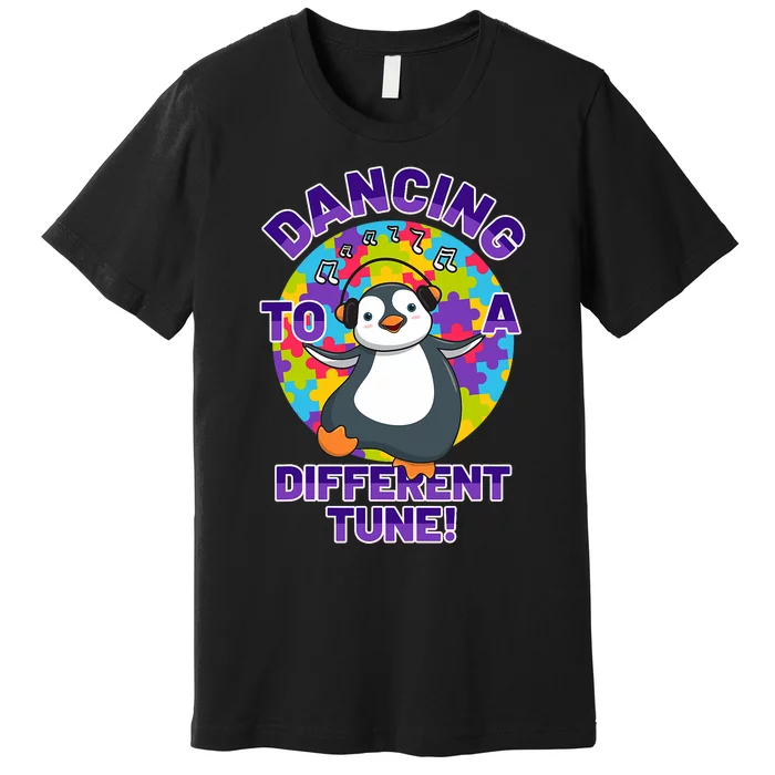 Dancing To A Different Tune Autism Awareness Penguin Premium T-Shirt