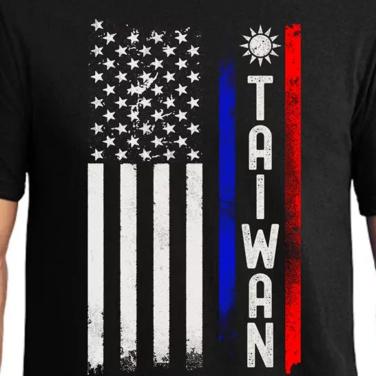 Distressed Taiwanese American Flag Cool Gift Its In My Dna Pride Gift Pajama Set