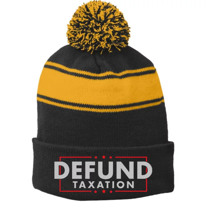 Defund Taxation Anti Government Anti Irs Taxes Stripe Pom Pom Beanie