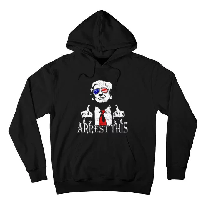 Donald Trump Arrest This Fingers 2024 America Usa Flag Tall Hoodie