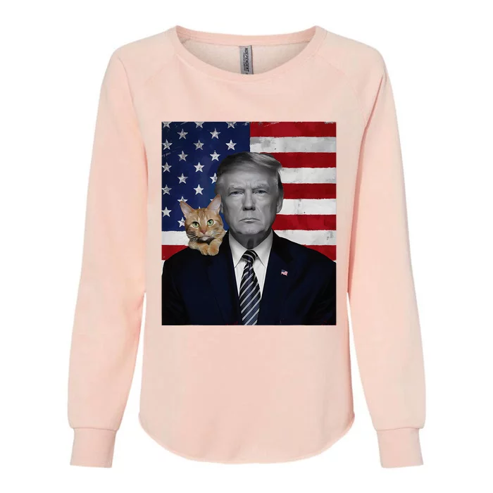 Donald Trump And Cat Political Usa Flag Election 2024 Womens California Wash Sweatshirt