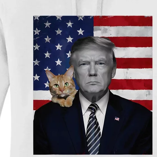 Donald Trump And Cat Political Usa Flag Election 2024 Women's Pullover Hoodie