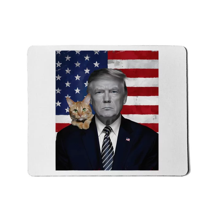 Donald Trump And Cat Political Usa Flag Election 2024 Mousepad