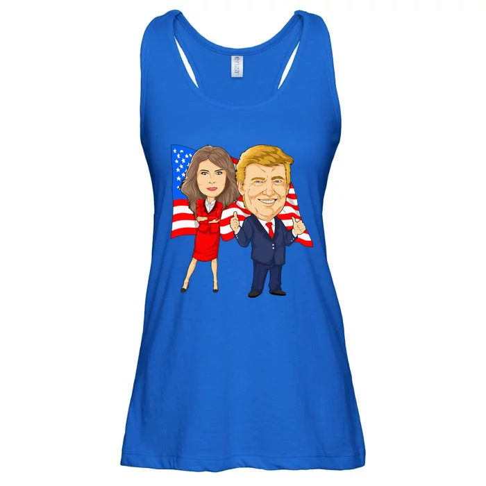 Donald Trump And Melania Trump Potus Flotus Usa Ladies Essential Flowy Tank