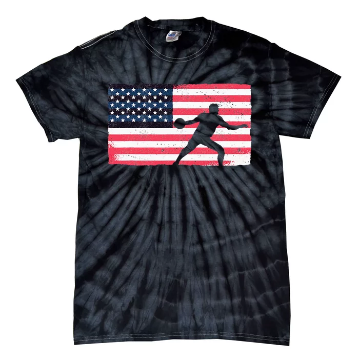 Discus Thrower American Flag Track And Field Throwing Discus Tie-Dye T-Shirt