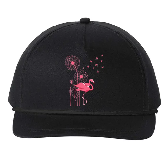 Dandelion Tropical Animal Exotic Bird Wildlife Pink Flamingo Snapback Five-Panel Rope Hat