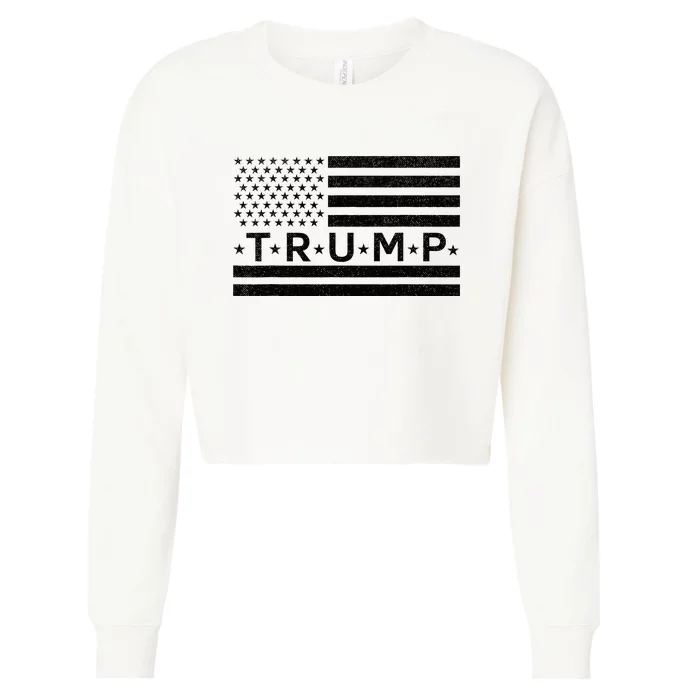 Donald Trump American Flag Cropped Pullover Crew